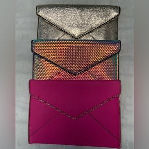 Rebecca Minkoff Leo Clutches in pink, gold, or iridescent